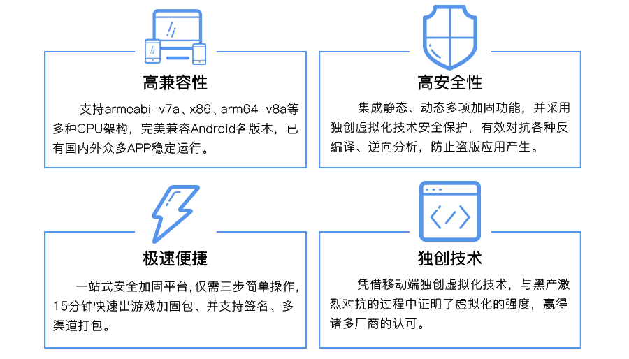 产品优势：高兼容性、高安全性、极速便捷、独创技术。